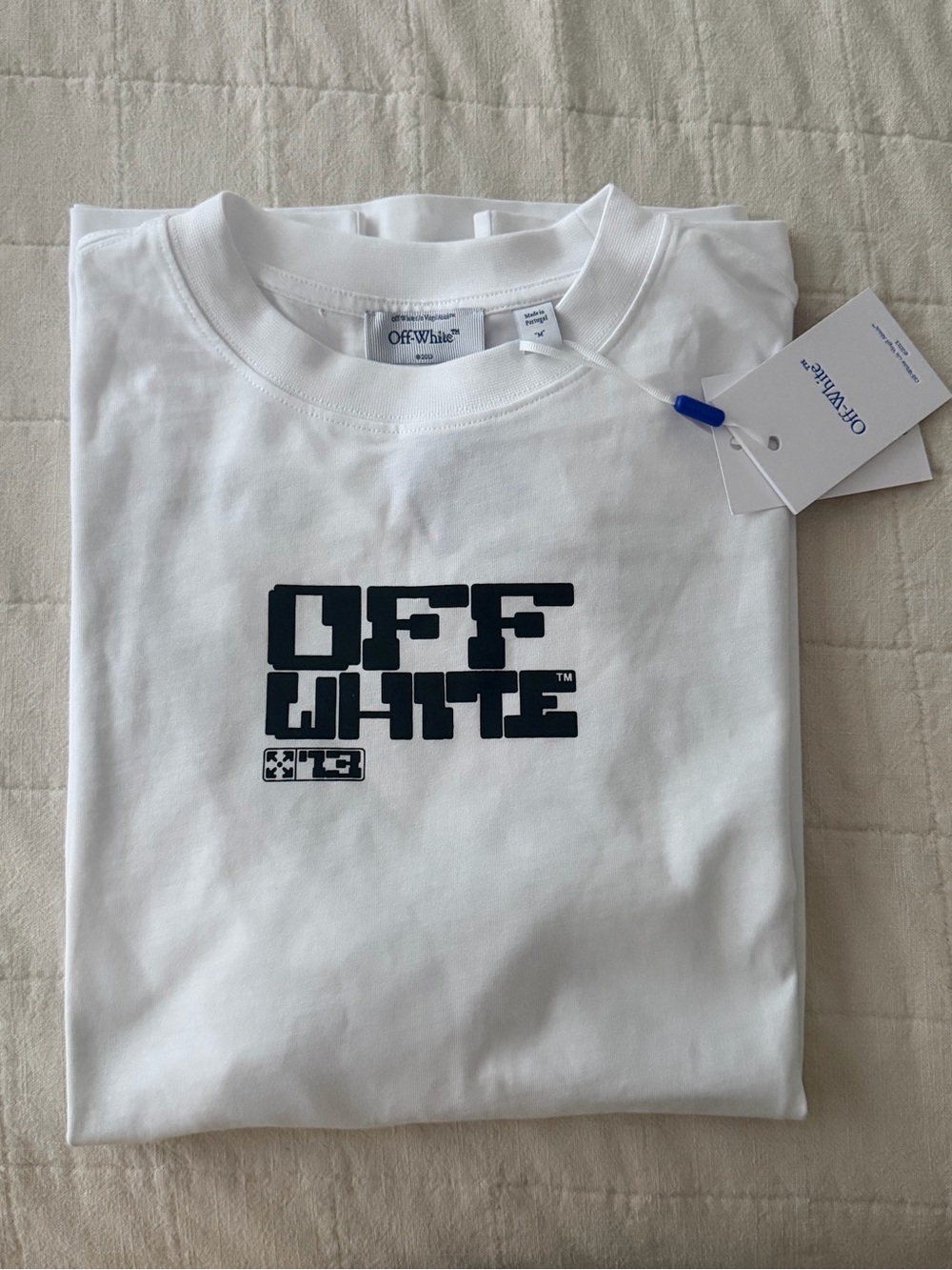 Off-White Kids White Tee with Black Logo Print